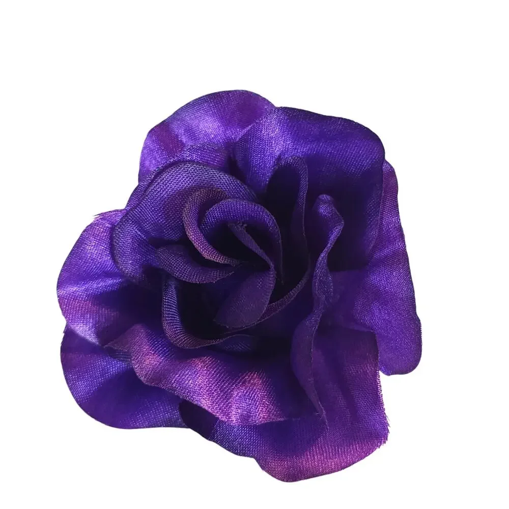 105 Purple Satin Rose Heads Lot Open Roses Buds Stemless Wedding Craft Decor